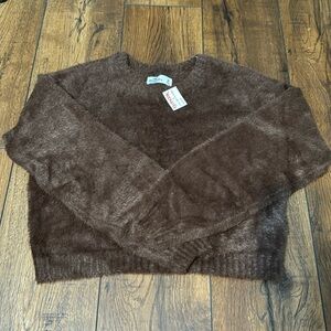 fuzzy brown cropped sweater!!